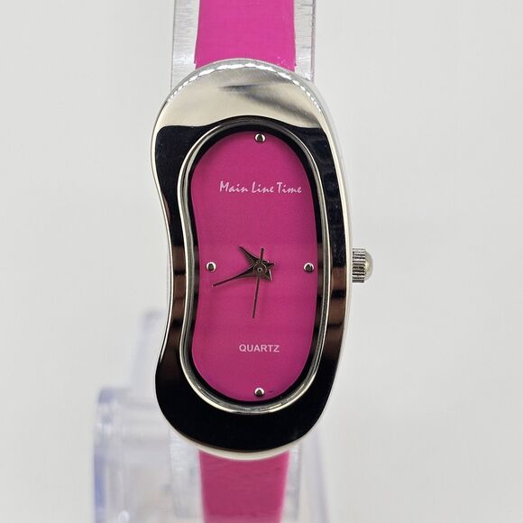 Main Line Time Women's Watch 20MM Pink Dial Pink Leather Bands New Battery - Picture 2 of 14